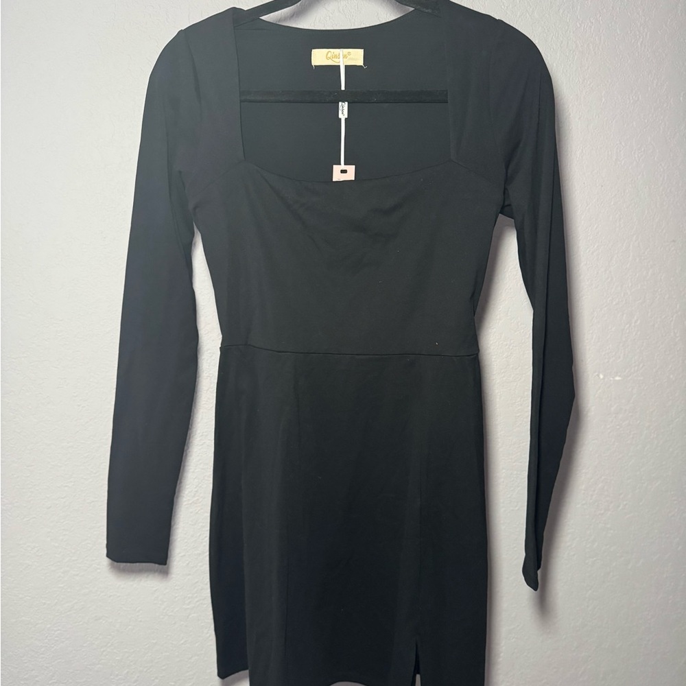 Black Long Sleeve Sheath Dress